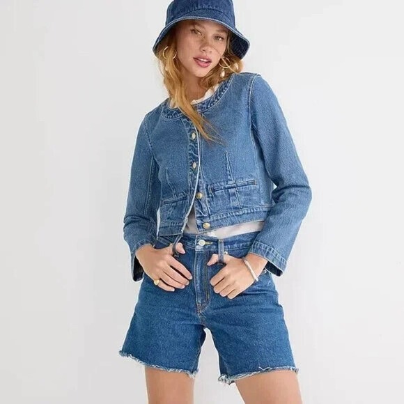 J. CREW Mid-Length Denim Short in Rocky Trail Wash Sz 27 - Picture 1 of 6